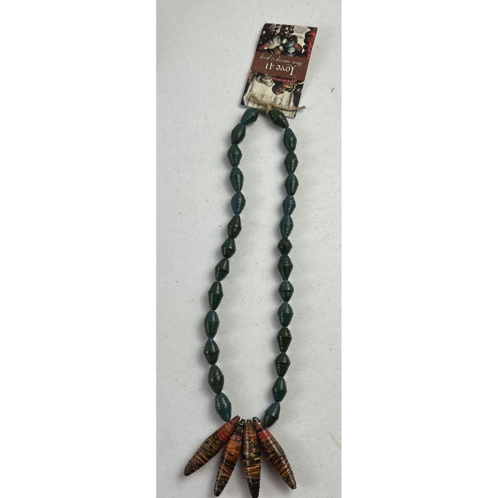 Love 41 Handmade African Beaded Necklace‎ With Recycled Paper Beads New!